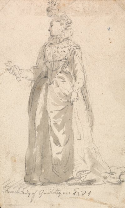 Figure Costume Study: French Lady of Quality in 1501 by Thomas Girtin